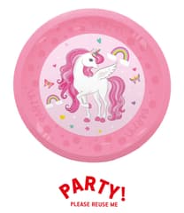 Decorata Unicorn Rainbow Colors - Reusable Party Plate 21cm - 95679