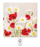 Decorata Seasonal Napkin Designs - FSC Three-Ply Paper Napkins 33x33cm Daisies & Poppies - 95813