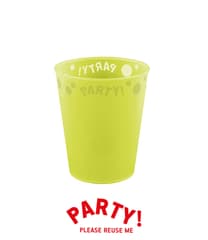 Decorata Reusable Party Products - Party Reusable Semi-transparent Cup 250ml Fluo Yellow - 96048