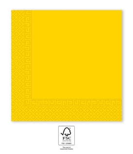 Decorata Solid Color - FSC Yellow Three-Ply Paper Napkins 33x33 FSC - 96310