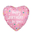 Standard & Shaped Foil Balloons - "Happy Birthday Pink Heart" Foil Balloon 46cm - 96351