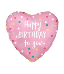 Standard & Shaped Foil Balloons - "Happy Birthday Pink Heart" Foil Balloon 46cm - 96351