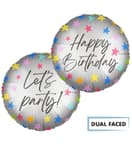 Standard & Shaped Foil Balloons - "Happy Birthday/Let's Party" Dual Faced Foil Balloon 46cm - 96354
