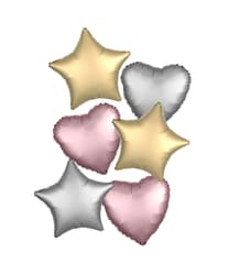 Unicolor Foil Balloons - "Satin Gold/Rose Gold/Silver Bouquet" Foil Balloons 46cm - 96358