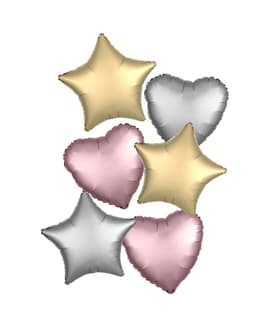 Unicolor Foil Balloons - "Satin Gold/Rose Gold/Silver Bouquet" Foil Balloons 46cm - 96358