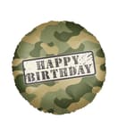 Standard & Shaped Foil Balloons - "Happy Birthday Camouflage" Foil Balloon 46cm - 96380