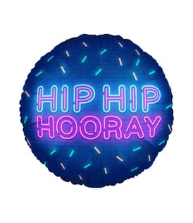 Decorated Foil Balloons - "Hip Hip Hooray" Round Foil Balloon 46cm - 96382