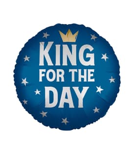 Decorated Foil Balloons - "King for the Day" Round Foil Balloon 46cm - 96383
