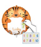 Decorated Foil Balloons - "Personalized Milestone Tiger" Foil Balloon 46cm - 96385