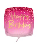 Standard & Shaped Foil Balloons - "Happy Birthday Square Pink" Foil Balloon 46cm - 96390