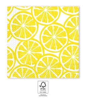 Napkin Designs - FSC 3-Ply Paper Napkins 33x33cm - Lemon Slices - 96423