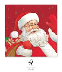 Decorata Seasonal Napkin Designs - FSC Three-Ply Paper Napkins 33x33cm Happy Santa Claus - 96464