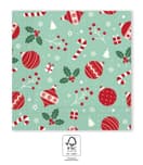 Decorata Seasonal Napkin Designs - FSC Three-Ply Paper Napkins 33x33cm Ornaments in Mint Backgound - 96466