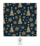 Decorata Seasonal Napkin Designs - FSC Three-Ply Paper Napkins 33x33cm Blue Gold Trees - 96479