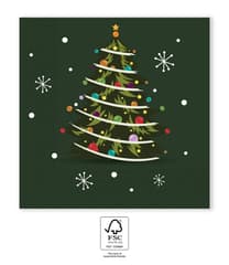 Decorata Seasonal Napkin Designs - FSC Three-Ply Paper Napkins 33x33cm Tree with Multicolour Xmas Balls - 96481
