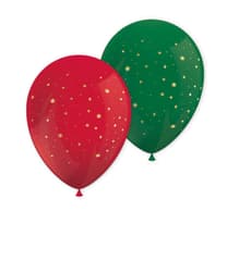 Holly Wreath - Printed Latex Balloons (3 Green & 3 Red) - 96498