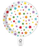 Multicolour Bright Stars - FSC Paper Plates Next Generation Large 23cm - 96504