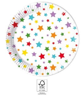 Multicolour Bright Stars - FSC Paper Plates Next Generation Large 23cm - 96504