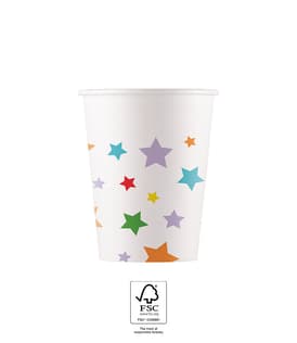 Multicolour Bright Stars - FSC Paper Cups 200ml - 96506