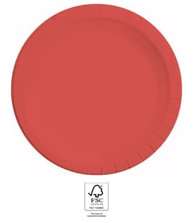 Decorata Solid Color - FSC Deep Paper Plates Next Generation Red Large 23cm - 96567