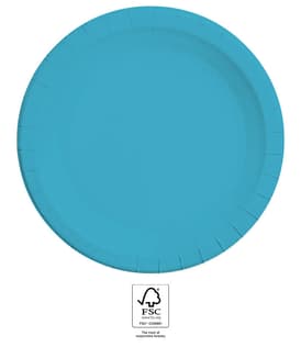 Decorata Solid Color - FSC Deep Paper Plates Next Generation Turquoise Large 23cm - 96570