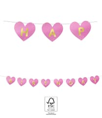 My Little Princess - FSC "Happy Birthday" Die-Cut Paper Banner Heart with Metallic Letters - 96607