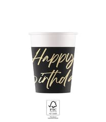 Elegant Happy Birthday - FSC Paper Cups 200ml - 96614