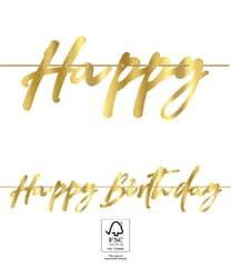 Elegant Happy Birthday - FSC Paper Garland "Happy Birthday" - Metallic Gold - 96616