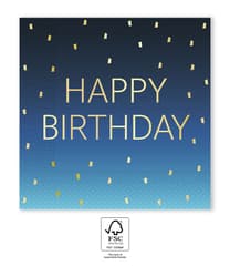 Golden Happy Birthday - FSC Two-Ply Paper Napkins 33x33cm Blue - 96622