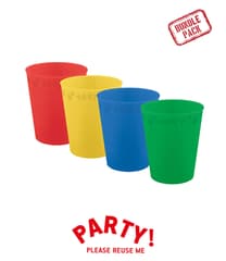 Decorata Reusable Party Products - Party Set Reusable Cups 250ml Mixed Bright colours - 96696