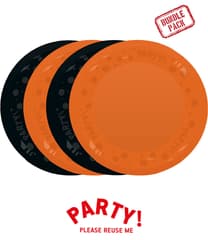 Decorata Reusable Party Products - Party Set Reusable Plates 21cm Mixed colours (Black & Orange) - 96697