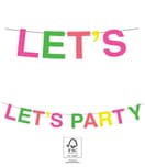 Decorata Garlands - FSC Paper Garland "Let's Party" in Fluo colours - 96726