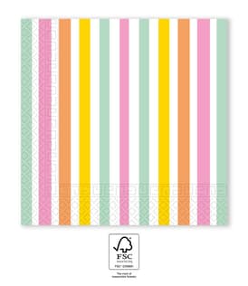 Napkin Designs - FSC Two-Ply paper Napkins 33x33cm Pastel Stripes - 96733