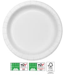 Decorata White Compostable Products - FSC White Deep Paper Plates 26cm Extra Strong Home & Industrial Compostable - 96745