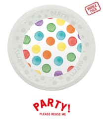 Decorata Multiwater Color Dots - Party Reusable Plate 21cm 4pcs - 96753