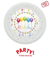 Decorata Happy Birthday Streamers - Party Reusable Plate 21cm 4pcs - 96754