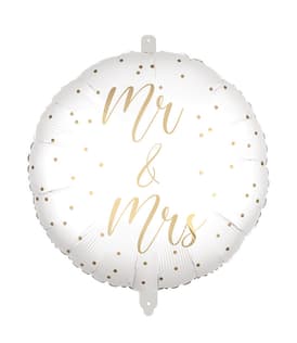Decorated Foil Balloons - "Mr & Mrs" Round Foil Balloon 46cm - 96799