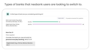 Types of banks that neobank users are looking to switch to