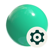 3D sphere with a gear icon