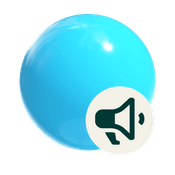 3D sphere with a megaphone icon