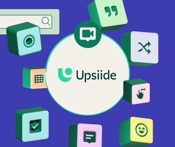 Upsiide logo with different cubes and icons