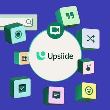 Upsiide logo with different cubes and icons