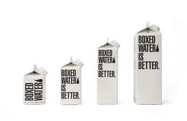 Boxed water package size comparison