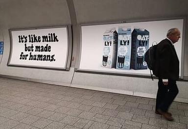 Oatly posters in the subway