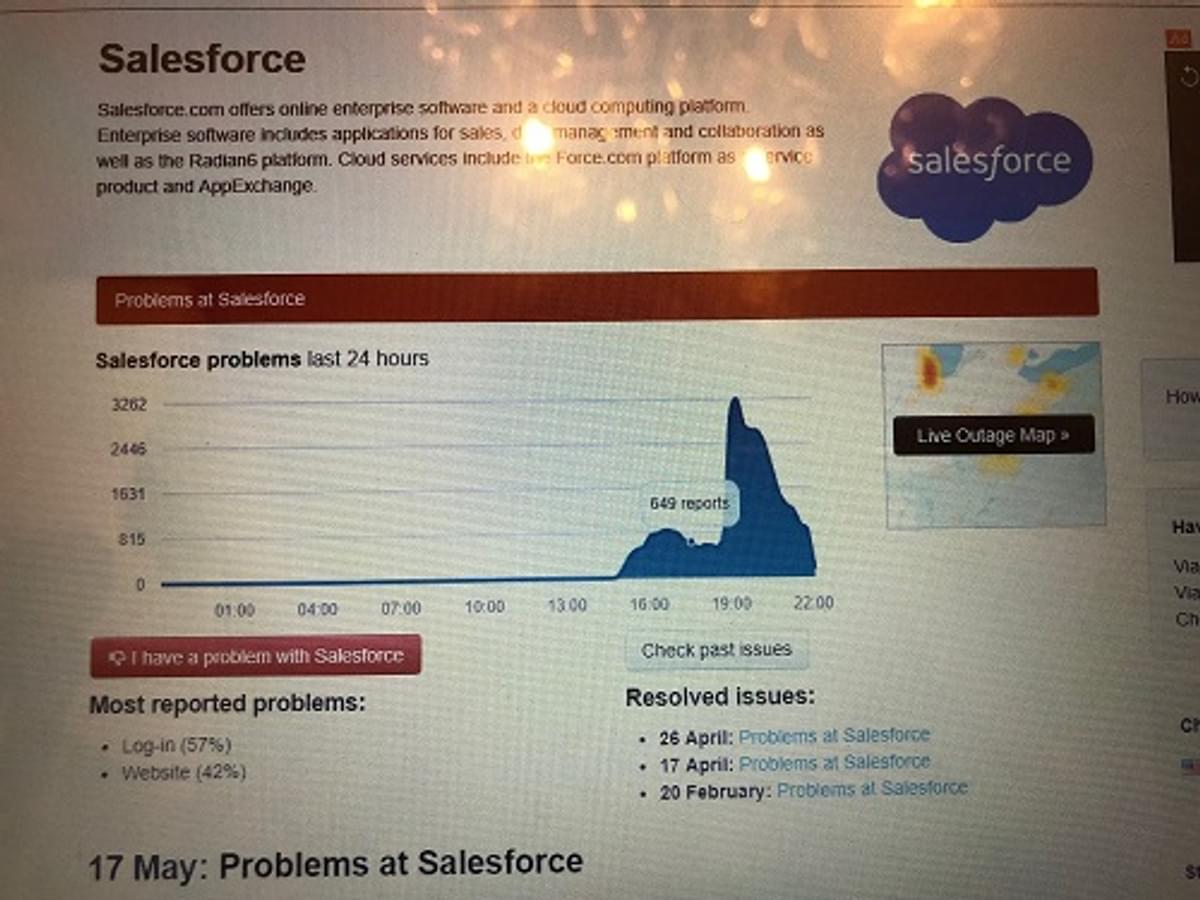 Salesforce cloud service down image