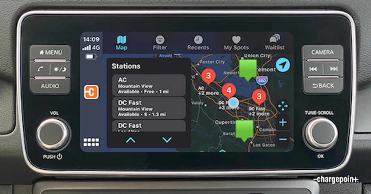 Oplaadnetwerk voor EV's ChargePoint integreert met Apple CarPlay image