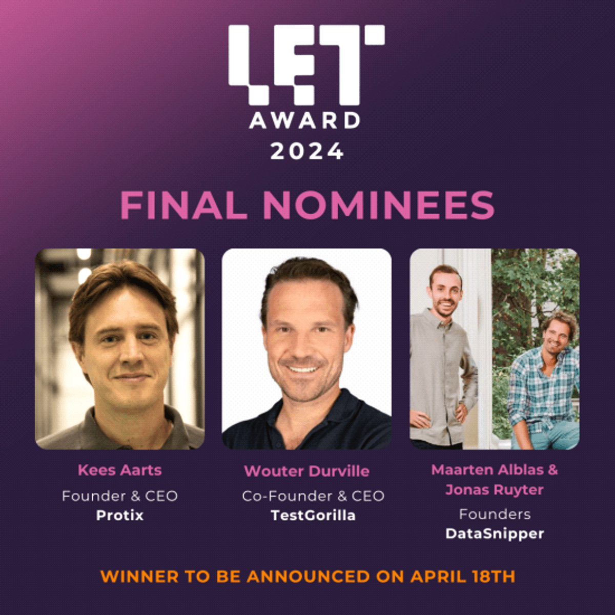 Nominaties voor LET Award Techleap bekend image