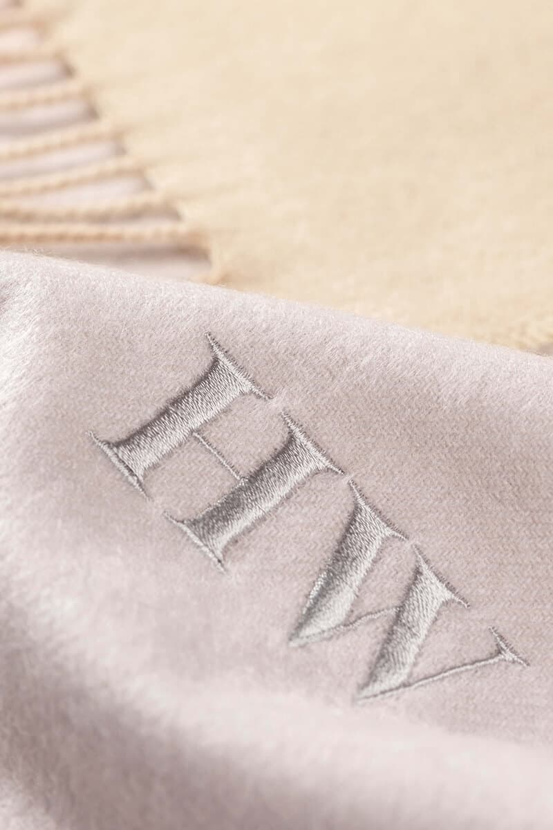 Johnstons of Elgin's Cashmere Throw with initial embroidery