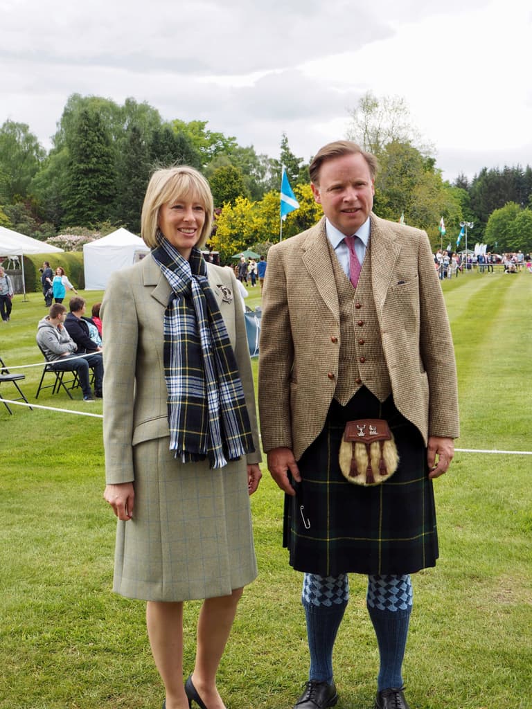 Angus Gordon Lennox (Grandson of Sir George) and his wife Zara at Gordon Castle Highland Games.