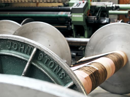 Johnstons of Elgin Campaign for Wool Anniversary Scarf rovings in the mill